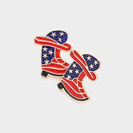 American USA Flag Enamel Cowboy Boots Stud Earrings