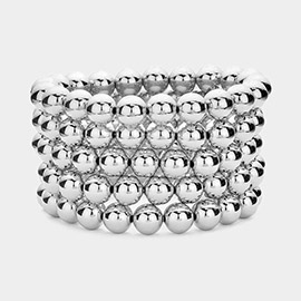 5PCS - Metal Ball Stretch Multi Layered Bracelets