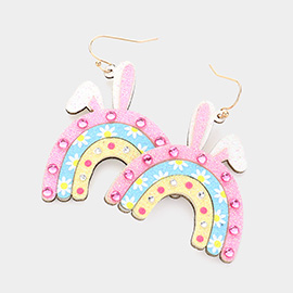 Sparkly Easter Bunny Arch Dangle Earrings