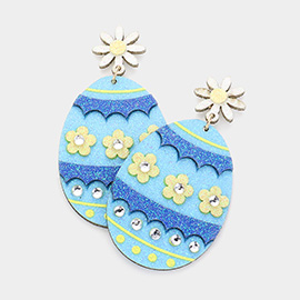 Flower Decorated Easter Egg Dangle Earrings