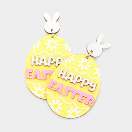 HAPPY EASTER Message Easter Bunny Egg Dangle Earrings