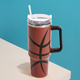 Sports Printed 40oz Stainless Steel Tumbler With Handle