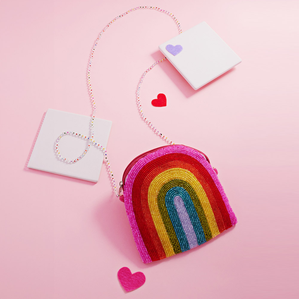 Rainbow Beaded Mini Crossbody Bag