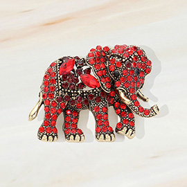 Stone Embellished Elephant Pin Brooch