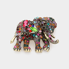 Stone Embellished Elephant Pin Brooch