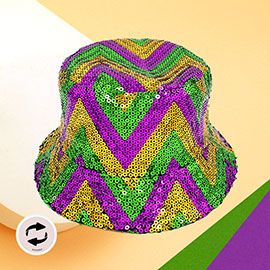 Mardi Gras Sequin Reversible Bucket Hat