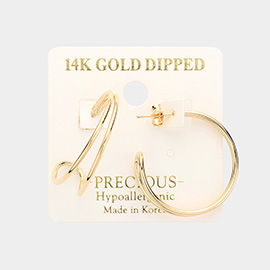 14K Gold Dipped Hypoallergenic Split Metal Hoop Earrings