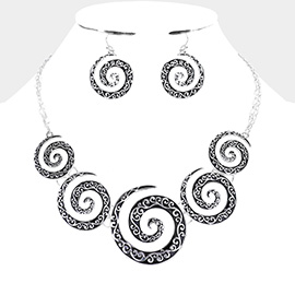 Boho Antique Metal Spiral Necklace
