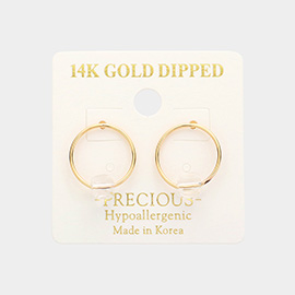 14K Gold Dipped Hypoallergenic Stone Pointed Open Circle Earrings