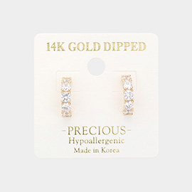 14K Gold Dipped Hypoallergenic Stone Embellished Hoop Earrings