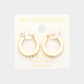 14K Gold Dipped Hypoallergenic Metal Pin Catch Hoop Earrings