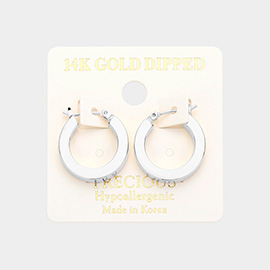 14K White Gold Dipped Hypoallergenic Metal Pin Catch Hoop Earrings