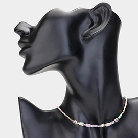 Faceted Rectangle Beaded Choker Necklace