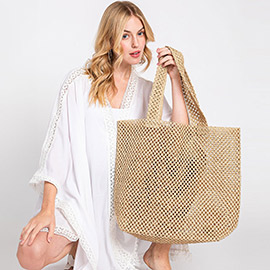 Solid Crochet Straw Bag