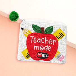TEACHER MODE Message Apple Pencil Beaded Mini Pouch Bag