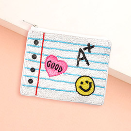 GOOD A+ SMILE Sequin Beaded Mini Pouch Bag