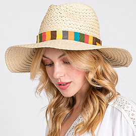 Multi Color Stripe Band Straw Hat