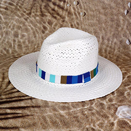 Multi Color Stripe Band Straw Hat