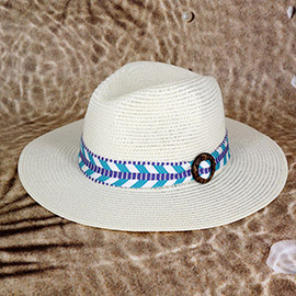 Aztec Pattern Band Straw Hat