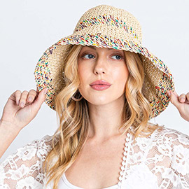 Multi Color Mixed Straw Bucket Hat