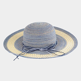Mixed Color Straw Sun Hat With Woven Detail 