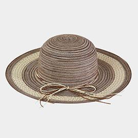 Mixed Color Straw Sun Hat With Woven Detail 