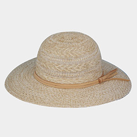 Mixed Braid Packable Sun Hat With Suede Band
