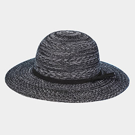Mixed Braid Packable Sun Hat With Suede Band