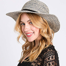 Mixed Braid Packable Sun Hat With Suede Band