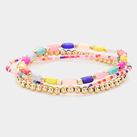 3PCS - Beads Multi Layered Stretch Bracelets