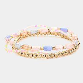 3PCS - Beads Multi Layered Stretch Bracelets