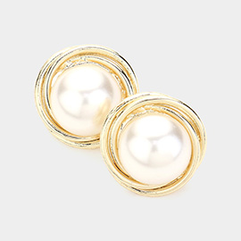 14K Gold Plated Pearl Stud Earrings