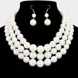 3Row Strand Pearl Necklace