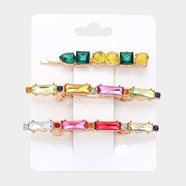 3PCS - Stone Cluster Embellished Bobby Pin Barrette Hair Clips