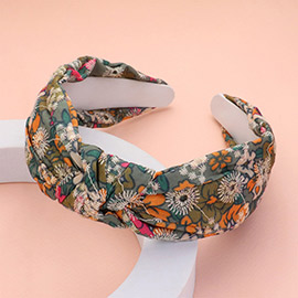 Flower Pattern Printed Knot Headband