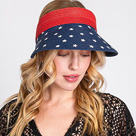 American Flag Roll Up Visor With Adjustable Elastic Band