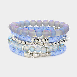 5PCS - Faceted Beads Heishi Beaded Multi Layered Bracelets