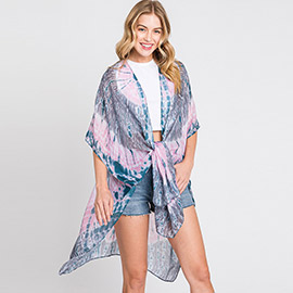 Tie Dye Print Kimono Poncho