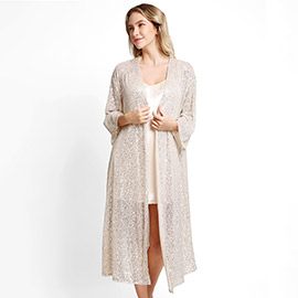 Sequin Long Cover-Up Kimono Poncho