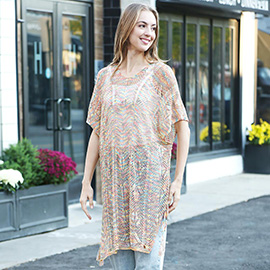 Multicolored Tassel Slip Crochet Cover-Up Dress