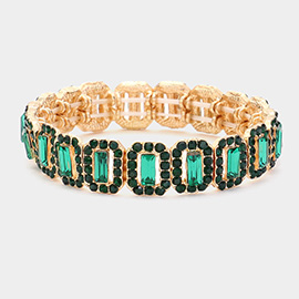 Emerald Cut Crystal Rhinestone Pave Evening Bracelet