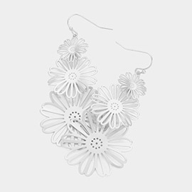 Metal Cutout Flower Link Dropdown Earrings
