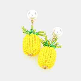 Pineapple Beaded Dangle Earrings