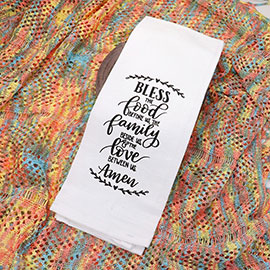 BLESS FOOD FAMILY LOVE AMEN Message Kitchen Towel