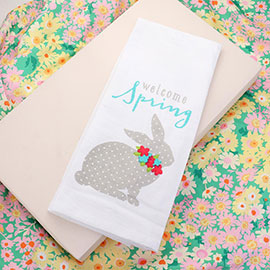 WELCOME SPRING Easter Bunny Kitchen Towel