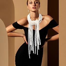 Pearl Fringe Long Necklace