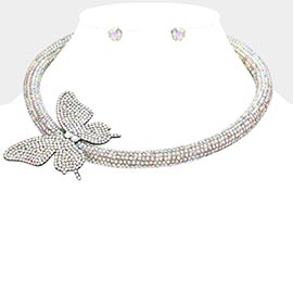 Bling Studded Butterfly Choker Necklace