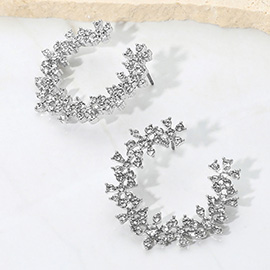 Flower Stone Cluster Wretch Earrings