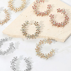 Flower Stone Cluster Wretch Earrings