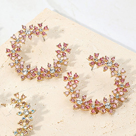 Flower Stone Cluster Wretch Earrings